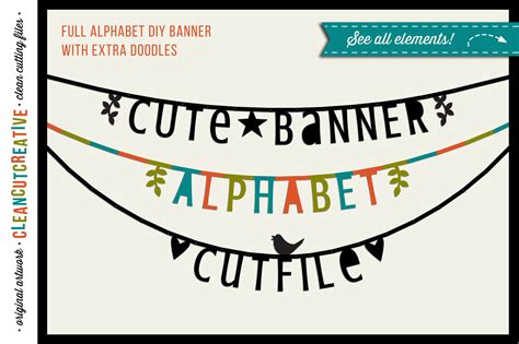 Download Free Cute Banner Alphabet - bunting garland alphabet letter banner -
SVG DXF EPS - Silhouette & Cricut - clean cutting files Cameo